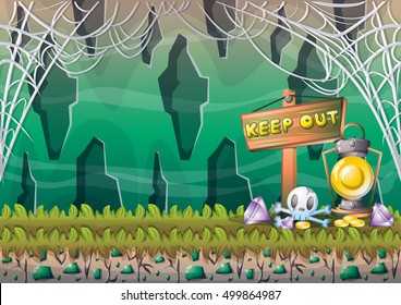 cartoon vector cave with separated layers for game and animation game design asset