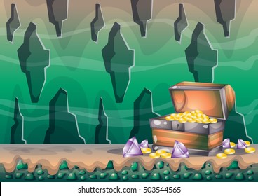 cartoon vector cave with separated layers for game and animation game design asset
