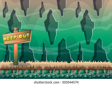 cartoon vector cave with separated layers for game and animation game design asset
