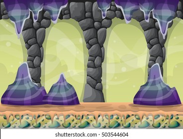 cartoon vector cave with separated layers for game and animation game design asset