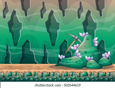 cartoon vector cave with separated layers for game and animation game design asset