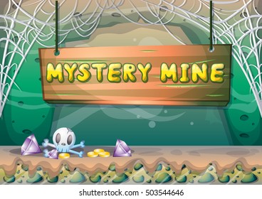 cartoon vector cave with separated layers for game and animation game design asset