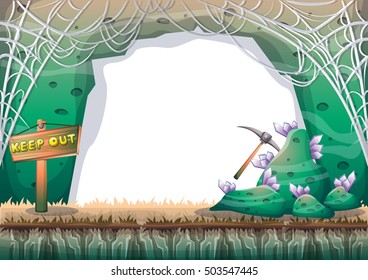 cartoon vector cave with separated layers for game and animation game design asset