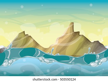 cartoon vector cave with separated layers for game and animation game design asset