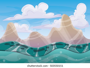 cartoon vector cave with separated layers for game and animation game design asset