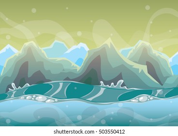cartoon vector cave with separated layers for game and animation game design asset