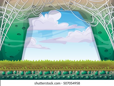 cartoon vector cave with separated layers for game and animation game design asset