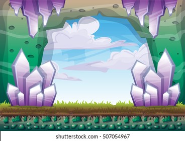 cartoon vector cave with separated layers for game and animation game design asset