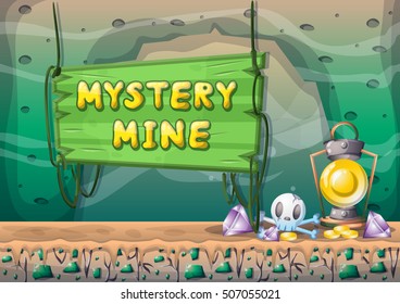 cartoon vector cave with separated layers for game and animation game design asset