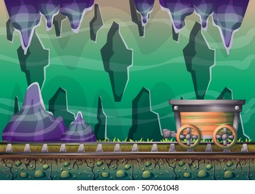 cartoon vector cave with separated layers for game and animation game design asset