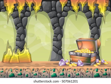 cartoon vector cave with separated layers for game and animation game design asset