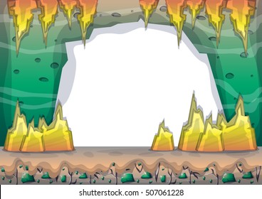 cartoon vector cave with separated layers for game and animation game design asset