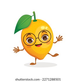 Cartoon vector character fruit - Lemon. Fruit with face, arms and legs.