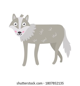 Cartoon vector character gray wolf