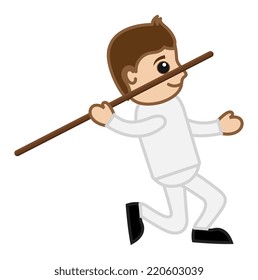 Cartoon Vector Character - Javelin Throw