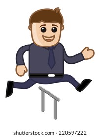 Cartoon Vector Character - Cartoon Man Jumping in Race