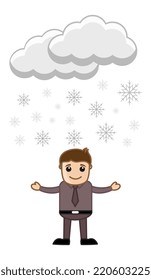 Cartoon Vector Character - Snowflakes Floating in Air