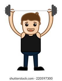 Cartoon Vector Character - Weightlifting