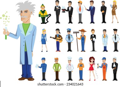 Cartoon vector characters of different professions 