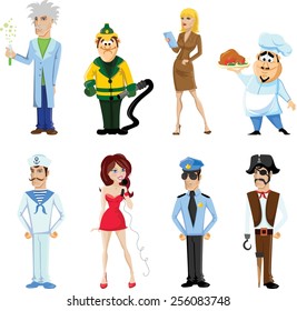 Cartoon vector characters of different professions 