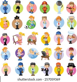 Cartoon vector characters of different professions 