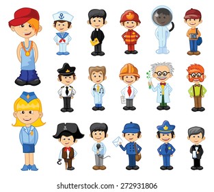 Cartoon vector characters of different professions 