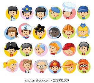 Cartoon vector characters of different professions 