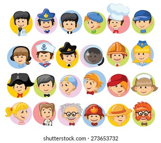 Cartoon vector characters of different professions 