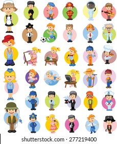 Cartoon vector characters of different professions 