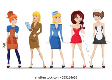 Cartoon vector characters of different professions 
