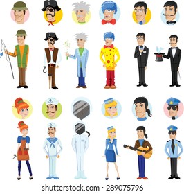 Cartoon vector characters of different professions 