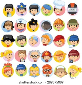 Cartoon vector characters of different professions 