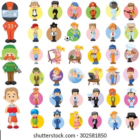 Cartoon vector characters of different professions
