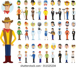 Cartoon vector characters of different professions 