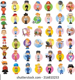 Cartoon vector characters of different professions 