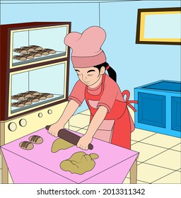 cartoon vector of children's character "cake maker chef"