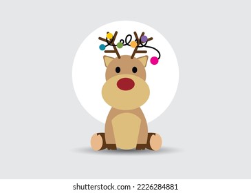 a cartoon vector christmas deer on a white background