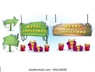 cartoon vector christmas landscape object with separated layers for game and animation game design asset in 2d graphic