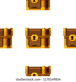 Cartoon vector closed wooden chest seamless pattern