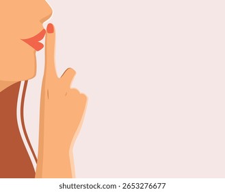 Cartoon vector of a close-up hand making a silence gesture, useful for communication, privacy or secrecy concept vector illustration