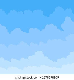 Cartoon vector clouds background. Vector blue sky