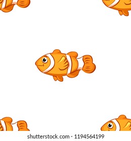 Cartoon vector clown fish seamless pattern