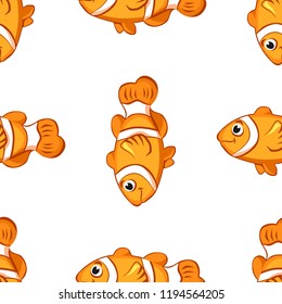 Cartoon vector clown fish seamless pattern