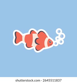 Vetor de Desenho Animado Peixe Palhaço Adesivo
