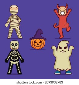 cartoon vector collection of hellowen characters with various shapes