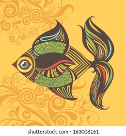 Cartoon vector colored fish illustration