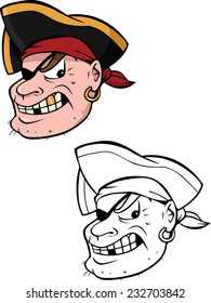 cartoon vector coloring book illustration of a pirate