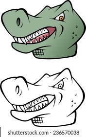 cartoon vector coloring book illustration of a t-rex dinosaur