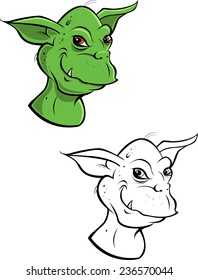 cartoon vector coloring book illustration of a goblin