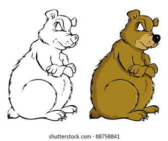 cartoon vector coloring book  illustration of a grizzly bear